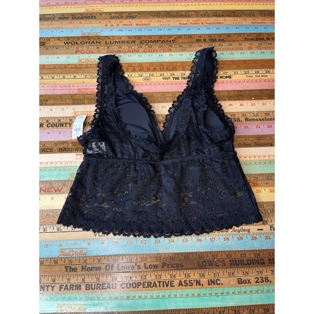 NEW Aerie S Show Off Paisley Lace Light Pads Plunge Tank Top Bra Black $39 - Picture 3 of 10